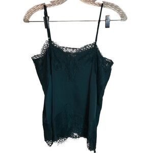 Bohme lace camisole S green spaghetti strap satin silky layering adjustable